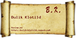 Bulik Klotild névjegykártya
